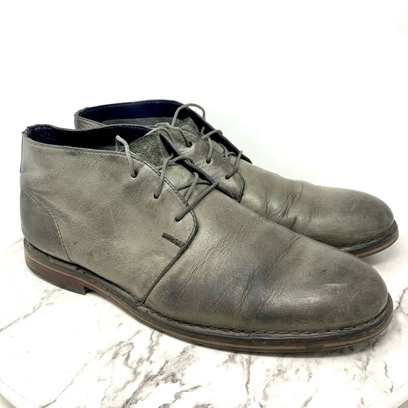Cole Haan Glenn Chukka Leather Boot Gray 10.5 Distressed Classic Career Casual